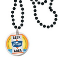 Round Mardi Gras Beads with Decal on Disk - Black